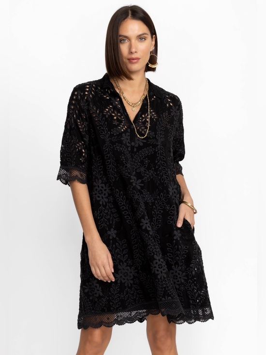 Johnny Was Dresses & Skirts - Johnny Was Black Eyelet Mini Dress